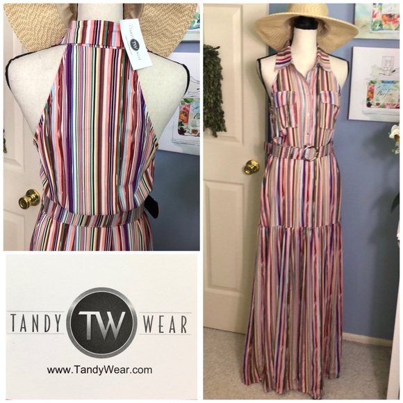 L'ATISTE Dresses & Skirts - L’Atiste multicolored striped racer back maxi